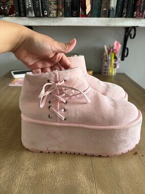 Dolls Kill Pink Platform Ankle Boots